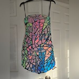Strapless Selfie Leslie Silver Iridescent Dress